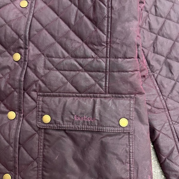 Barbour Quilted 4 Oz Wax Jacket Purple Flannel Lined Women’s US 6 Plum Outdoor - Picture 4 of 10